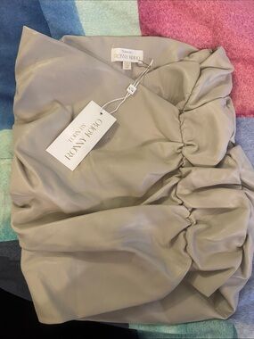 Torn by Ronny Kobo Light Taupe Ruched Leather Top
